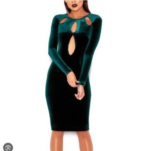House Of CB 'Denara' Evergreen Green Velvet Dress